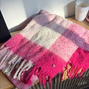 Juicy Couture Pink and White Checkered Scarf